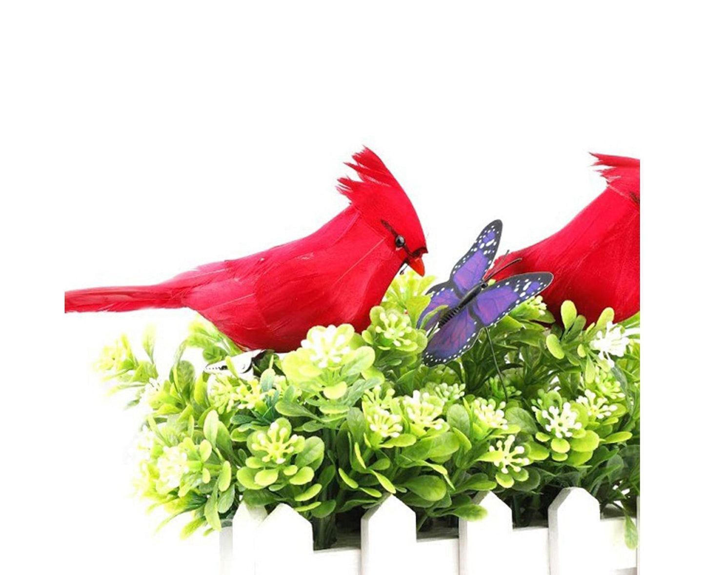 6/12Pcs Christmas Bird Clip Red Feather Artificial Birds-Red 1