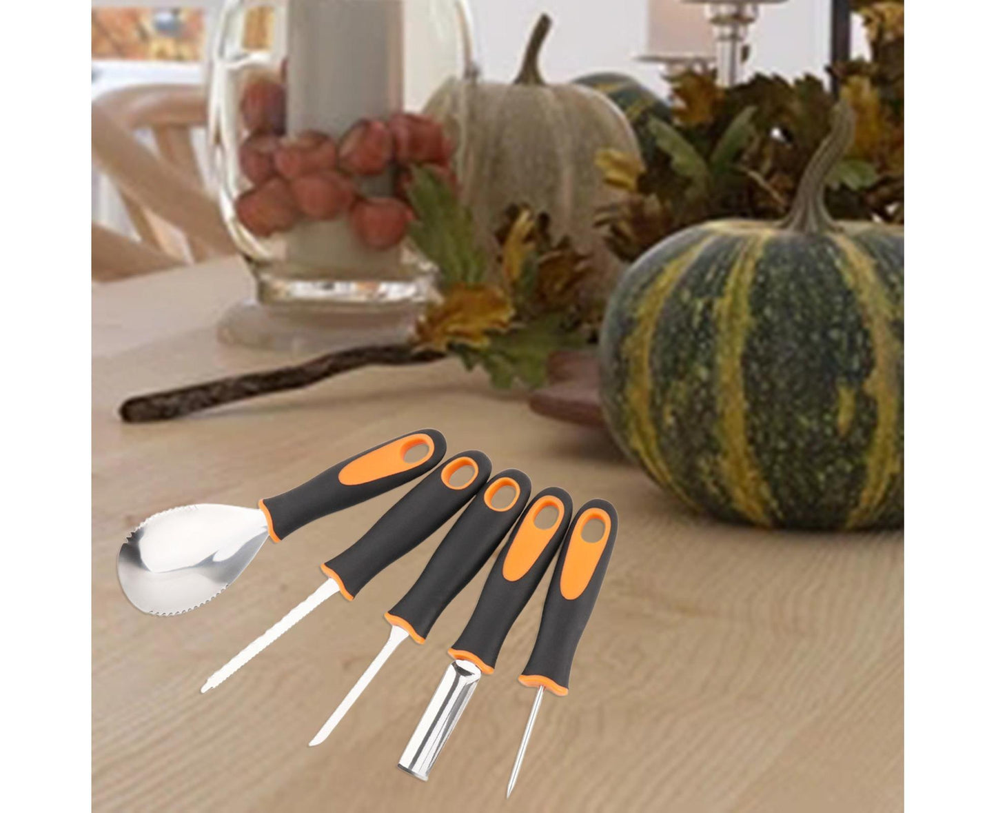 5Pcs/Set Ergonomic Pumpkin Carving Tools High Hardness Effective Stainless Steel Stable Pumpkin Carving Kit for Halloween Decor-5pcs/set
