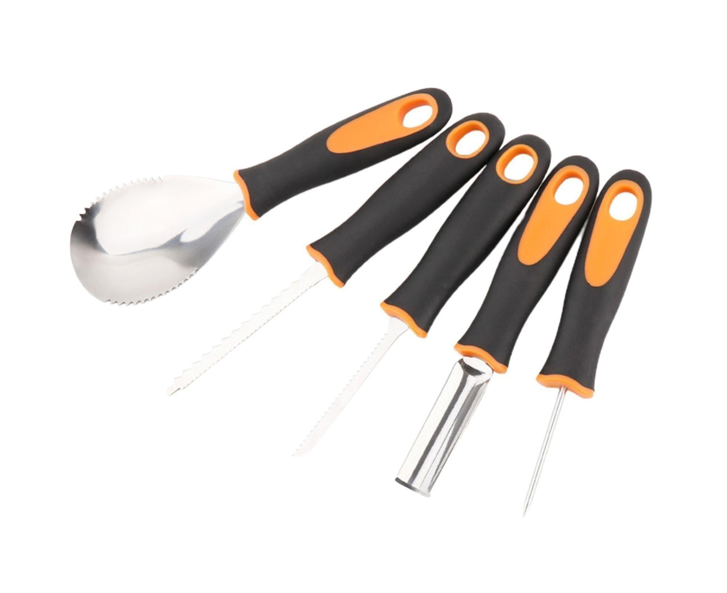 5Pcs/Set Ergonomic Pumpkin Carving Tools High Hardness Effective Stainless Steel Stable Pumpkin Carving Kit for Halloween Decor-5pcs/set