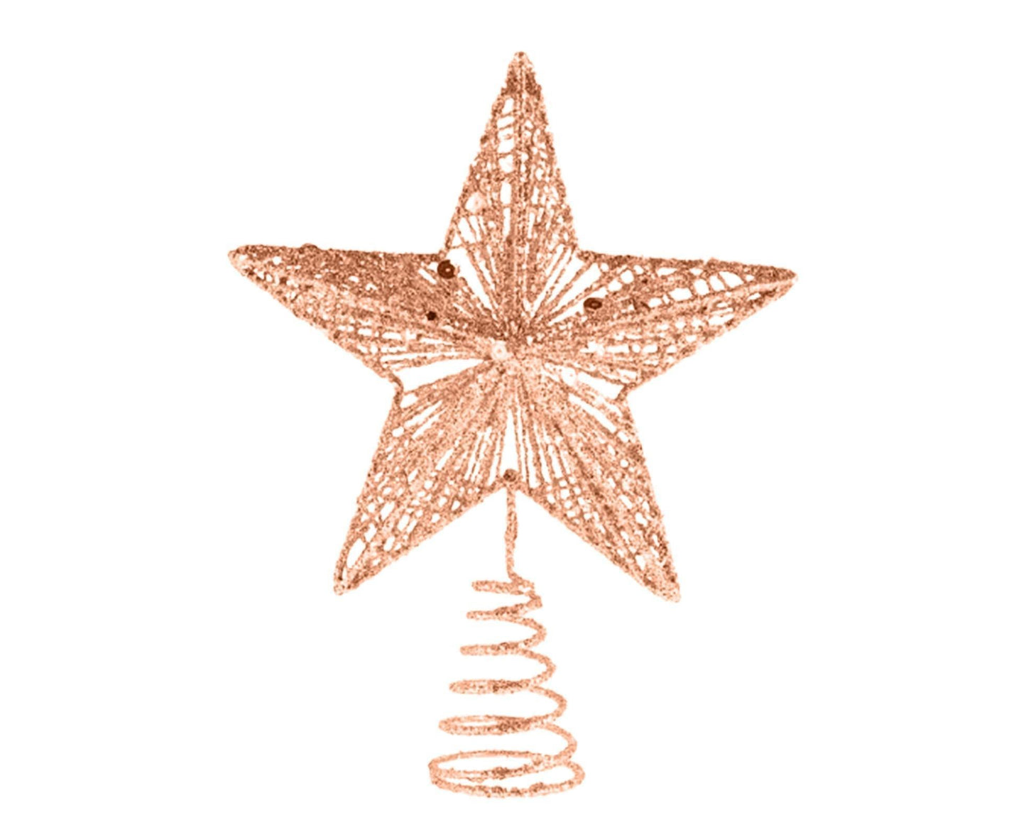 Christmas Ornament Eye-catching Shiny Surface Wrought Iron Rustic Christmas Tree Star Topper Ornament for Home-Rose Gold L