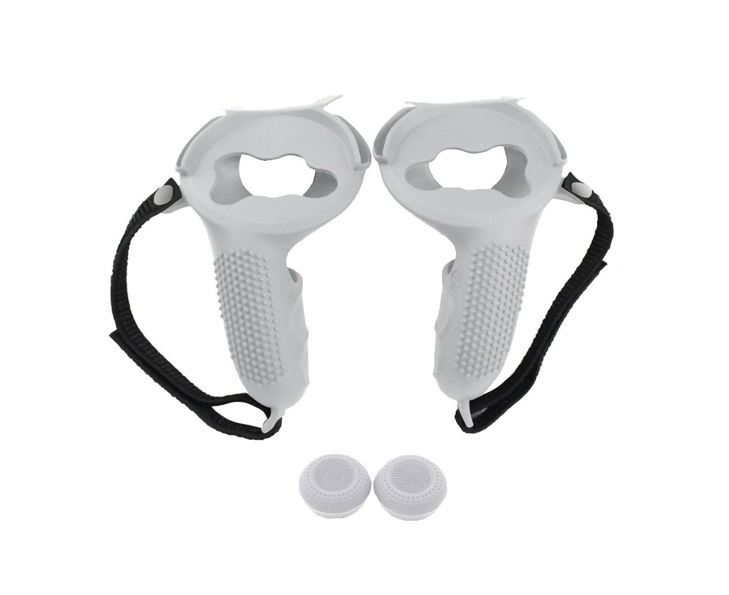 3 in 1 Anti-slip Adjustable Handle Cover Hand Strap Grip Cap Kit for Oculus Quest 2 Controller White