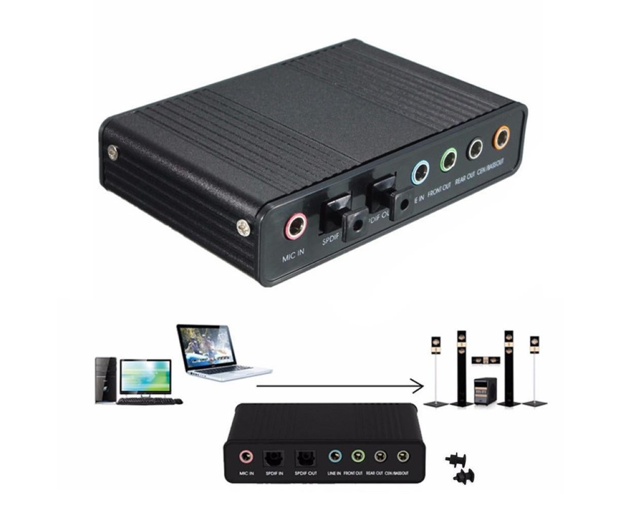 6 Channel USB 2.0 External 5.1 Optical S/PDIF Audio Sound Card Adapter for Win7 Blue
