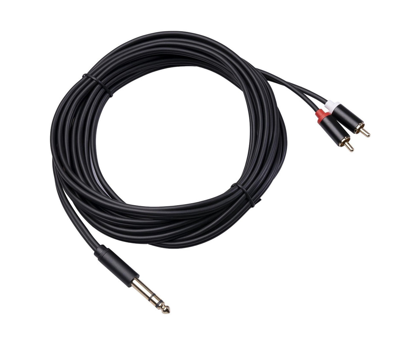 6.35mm Male to 2 RCA Male Audio Cable Copper Conductor Stereo Wire Cord for Sound Mixing Console Black