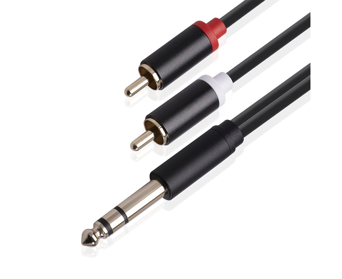 6.35mm Male to 2 RCA Male Audio Cable Copper Conductor Stereo Wire Cord for Sound Mixing Console Black