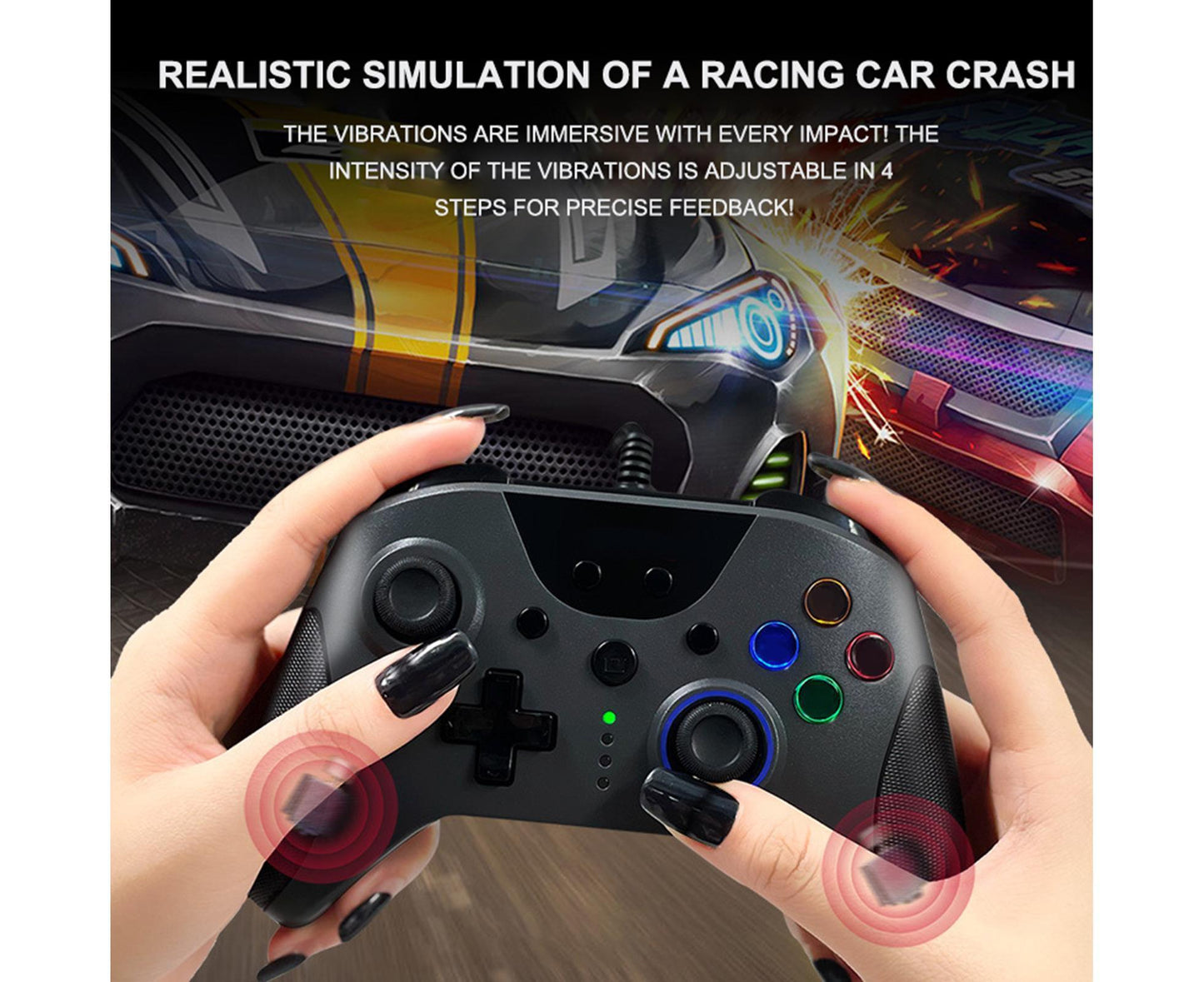 AG110 Game Joystick Vibration Ergonomic Design No Delay Wired Connection Non-slip Game Control Sensitive USB Wired Controller Game Joystic for XBox Black
