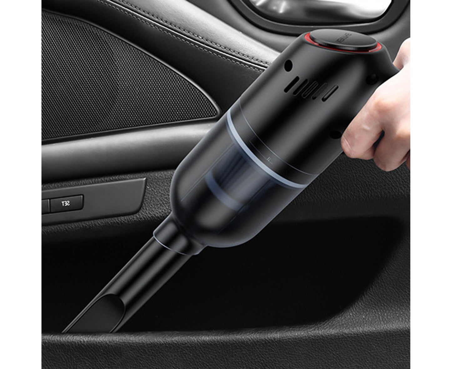 Car Vacuum Cleaner Wireless Strong Suction ABS Low Noise One Hand Operation Dust Remover for Auto Black