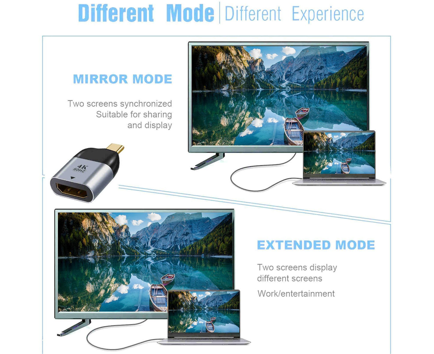 Compatible USB Type C to HDMI-compatible Cable 4K 60HZ Converter Adapter for Thunderbolt 3 Grey