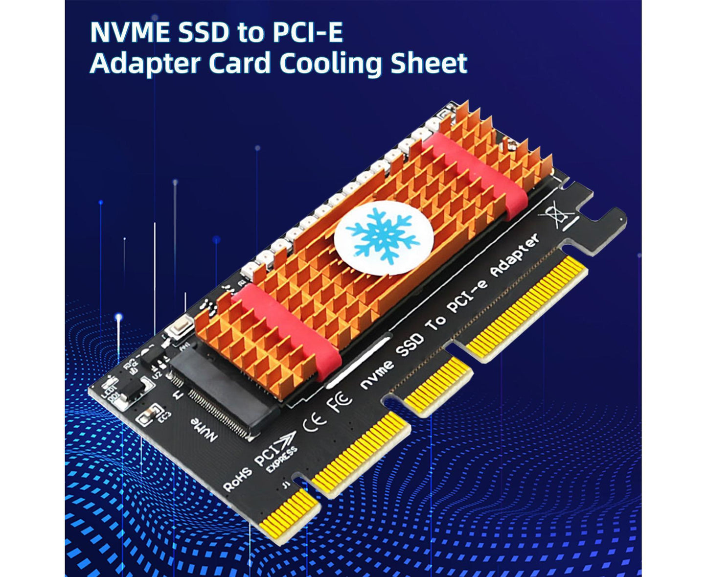 Converter Board Driver-free High Strength with Cool Light NVME SSD to PCI-E Adapter Card Cooling Sheet for Desktop Golden