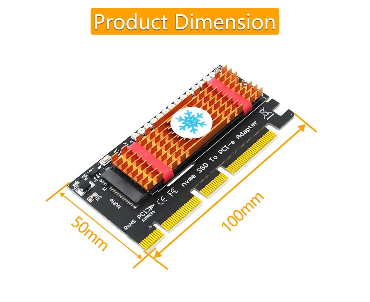 Converter Board Driver-free High Strength with Cool Light NVME SSD to PCI-E Adapter Card Cooling Sheet for Desktop Golden