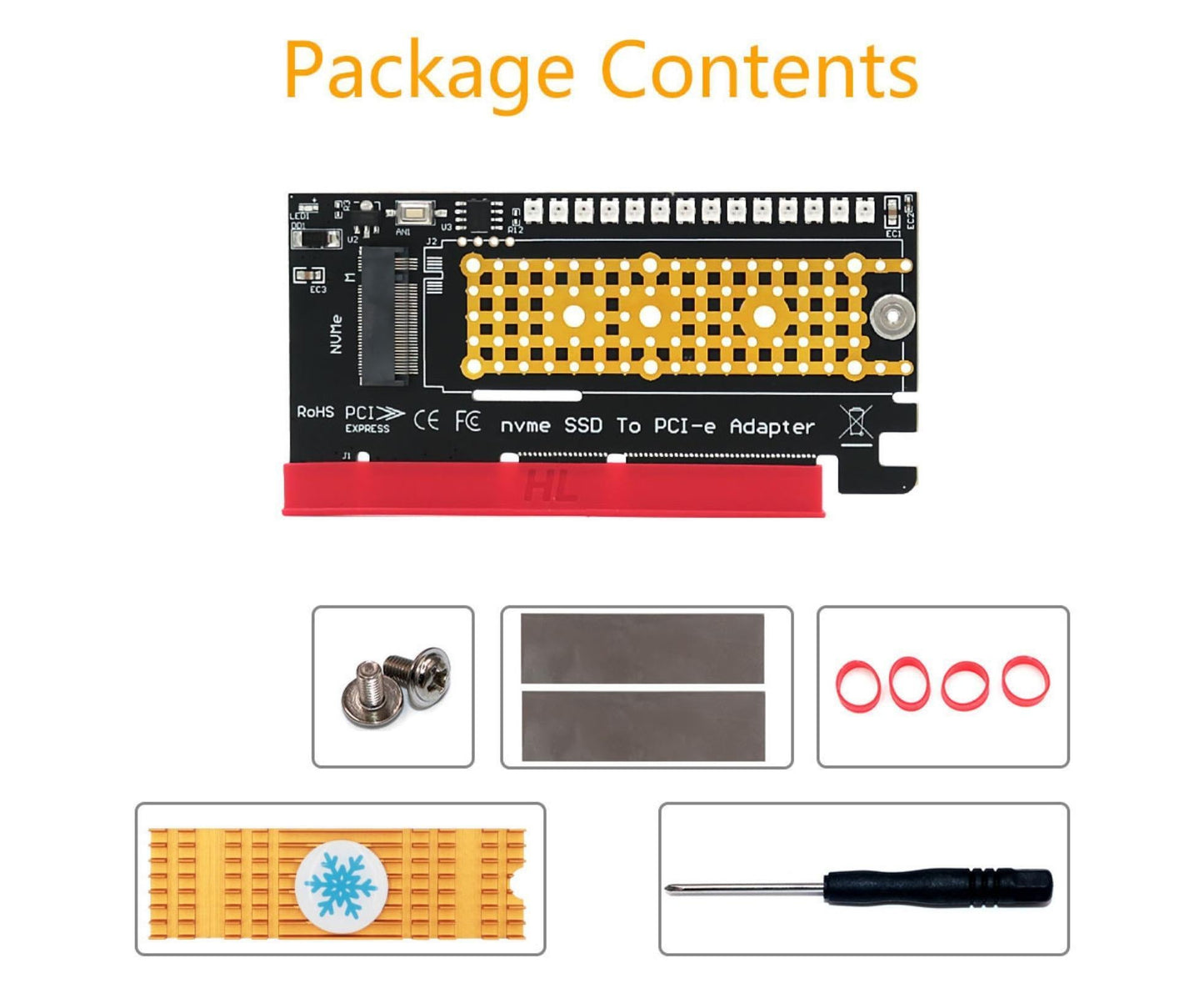 Converter Board Driver-free High Strength with Cool Light NVME SSD to PCI-E Adapter Card Cooling Sheet for Desktop Golden