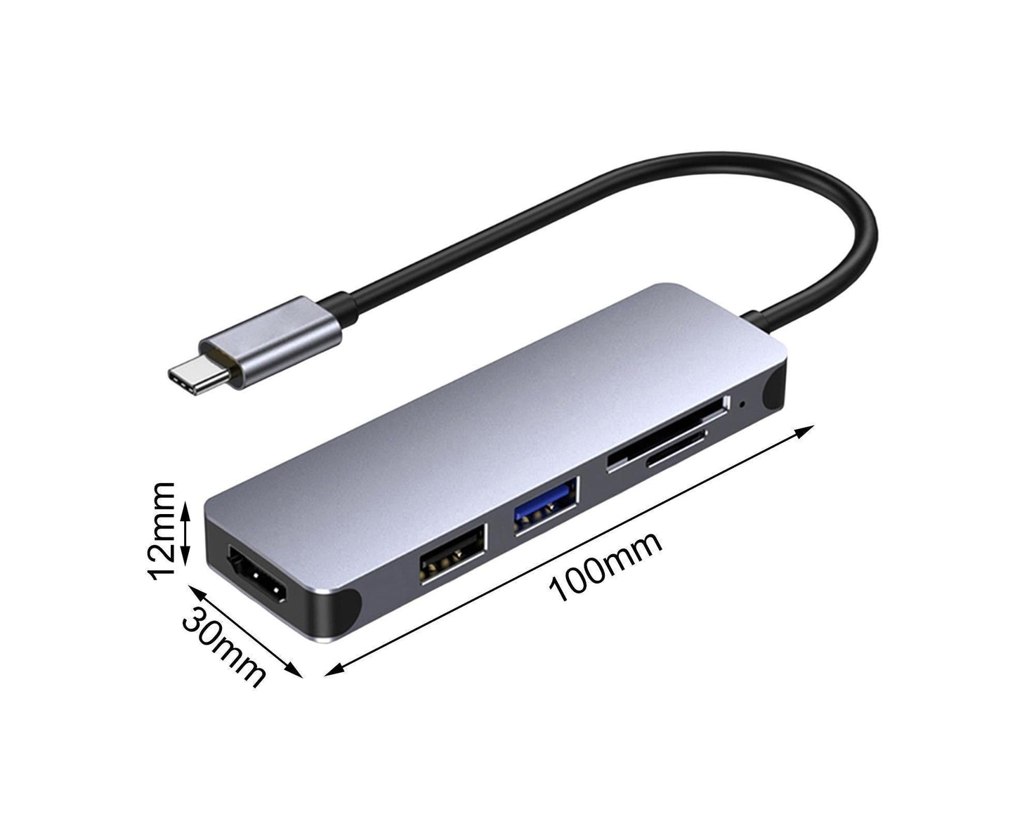 Docking Station High-speed Transmission Data Transfer Plug Play Type-C to HDMI-compatible USB Adapter Hub Dock for Office Grey