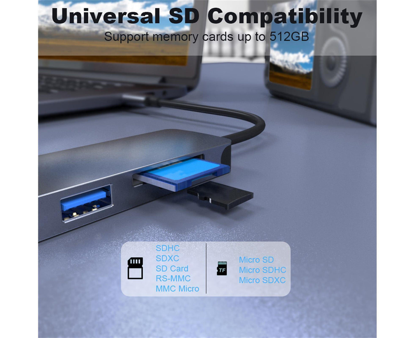 Docking Station High-speed Transmission Data Transfer Plug Play Type-C to HDMI-compatible USB Adapter Hub Dock for Office Grey