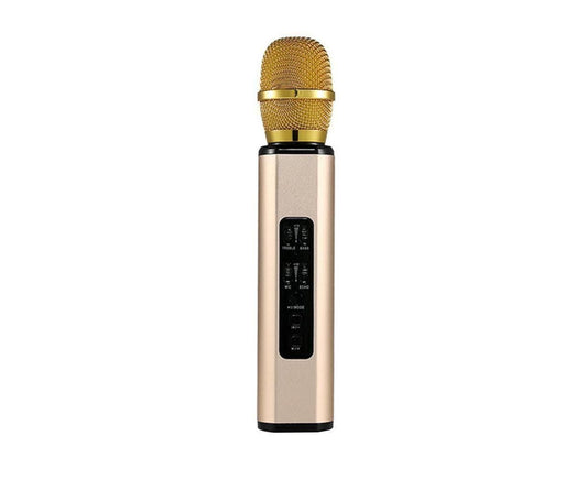 K6 Handheld Wireless Bluetooth-compatible Condenser Microphone Karaoke Speech Mic Speaker Golden