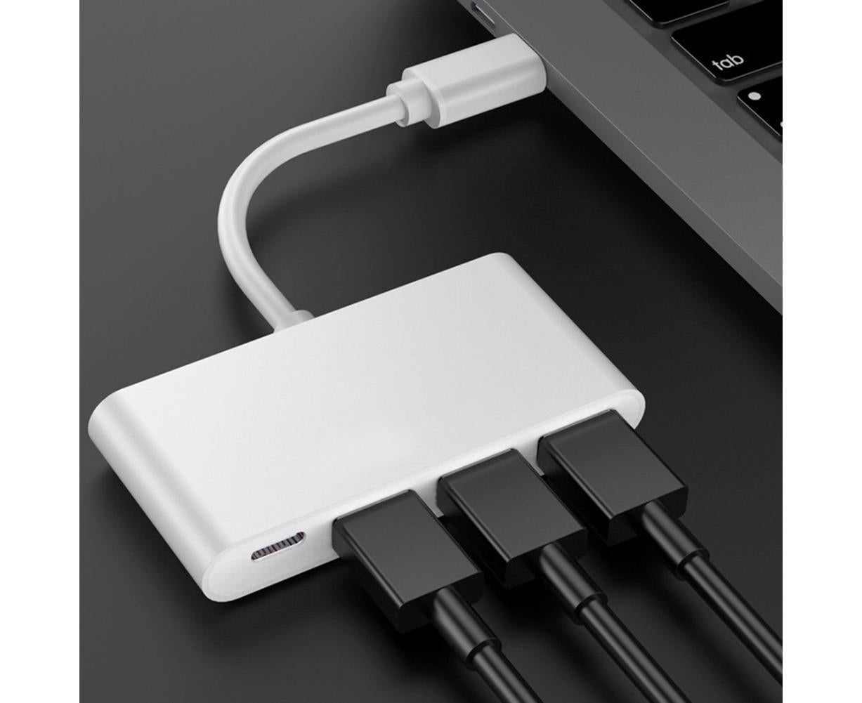Portable 4 in 1 Type-C to USB 2.0 3.0 Converter Adapter Hub Cable for MacBook Silver