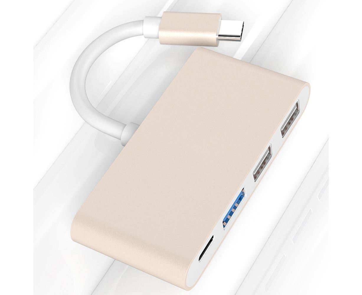Portable 4 in 1 Type-C to USB 2.0 3.0 Converter Adapter Hub Cable for MacBook Silver