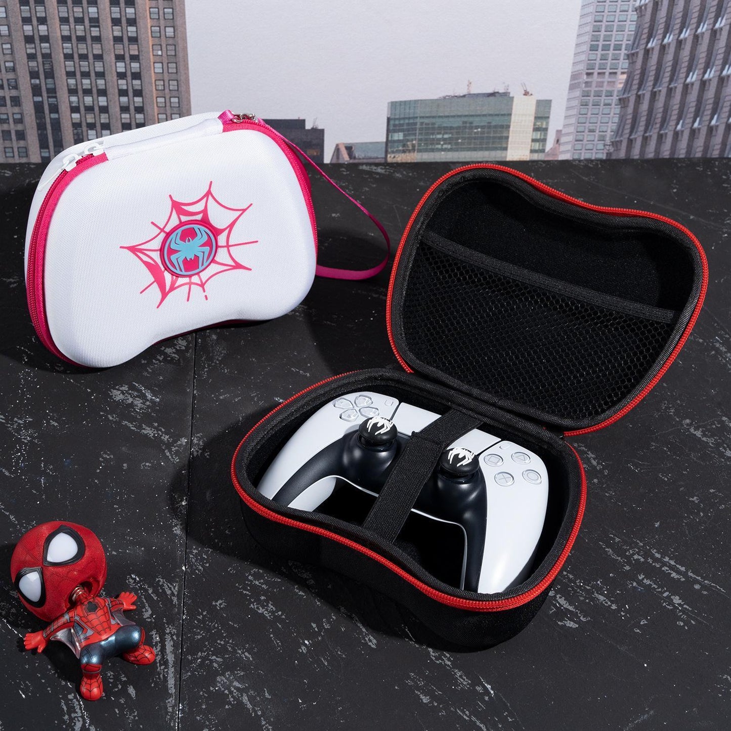 Gaming Controller Travel Carrying Case Compatible with Playstation 5 Wireless Controllers. Protective Storage Holder Bag Cover for PS5 Console (Box Only)-White