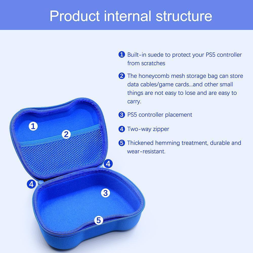 Gaming Controller Travel Carrying Case Compatible with Playstation 5 Wireless Controllers. Protective Storage Holder Bag Cover for PS5 Console (Box Only)-Black & White