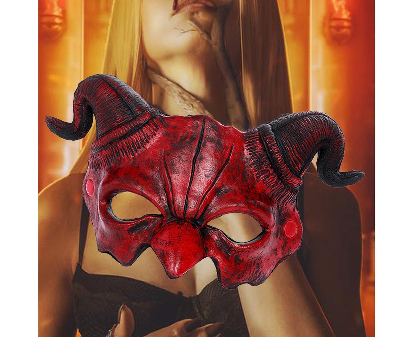 Halloween Masquerade Devil Mask Unique Scary Half Face Ram Horn Devil Mask for Halloween Costume Supplies