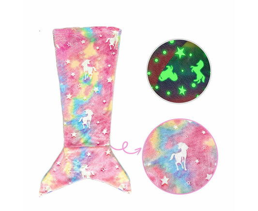 Mermaid Blanket Glow in The Dark Sleeping Bag Babies Birthday Gift Daughte-Pink Tie Dye