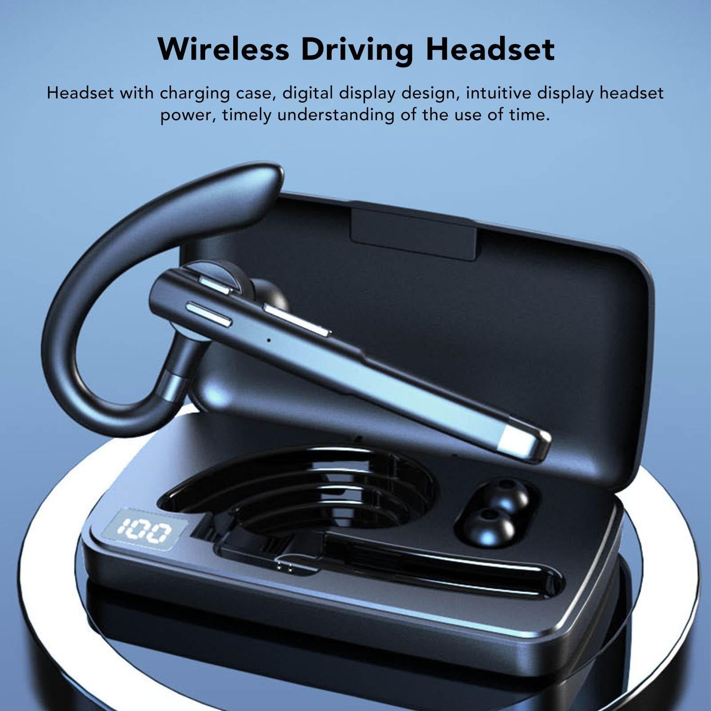 Bluetooth Earpiece Noise Canceling Waterproof Digital Power Display Wireless Headset with Charging Case for Driving