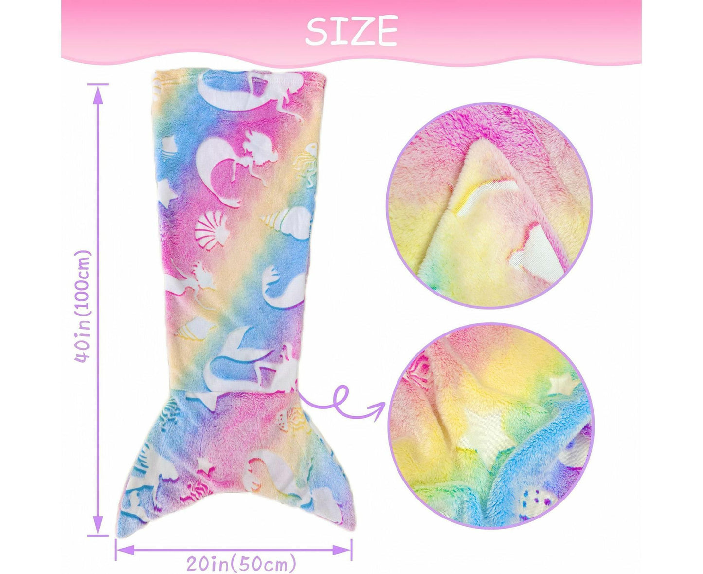 Shell Mermaid Blanket Glow in The Dark Sleeping Bag Babies Birthday Gift Daughte