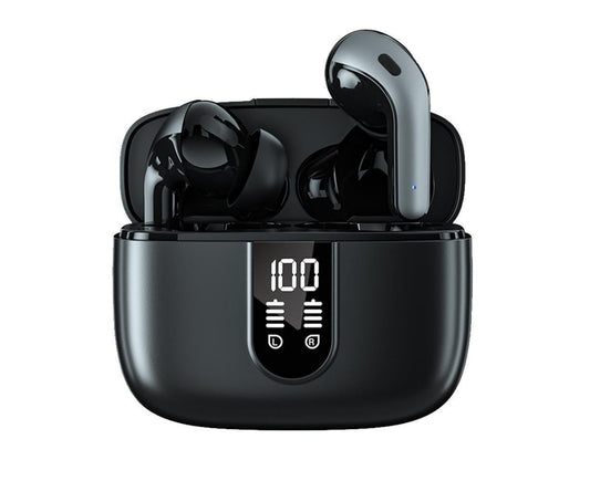 True Wireless Earbuds - LED Power Display - Bluetooth Earphones with Charging Case and Mic