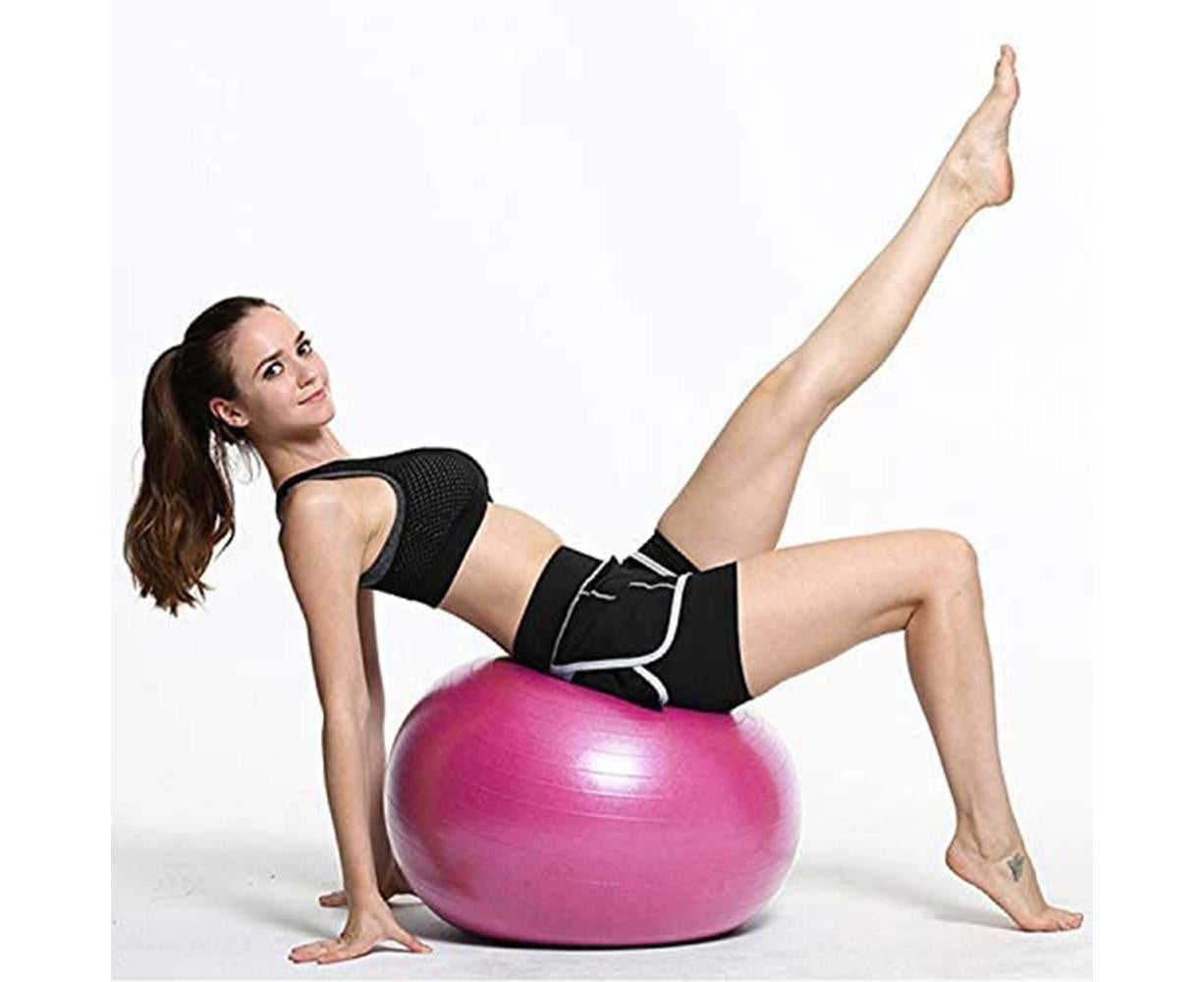 Exercise Ball, Yoga Ball Chair with Quick Pump, Stability Fitness Ball for Birthing & Core Strength Training & Physical Therapy - Pink