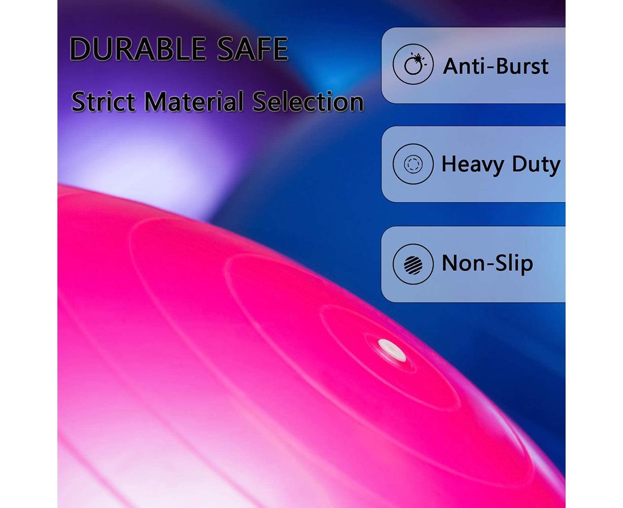 Exercise Ball, Yoga Ball Chair with Quick Pump, Stability Fitness Ball for Birthing & Core Strength Training & Physical Therapy - Pink