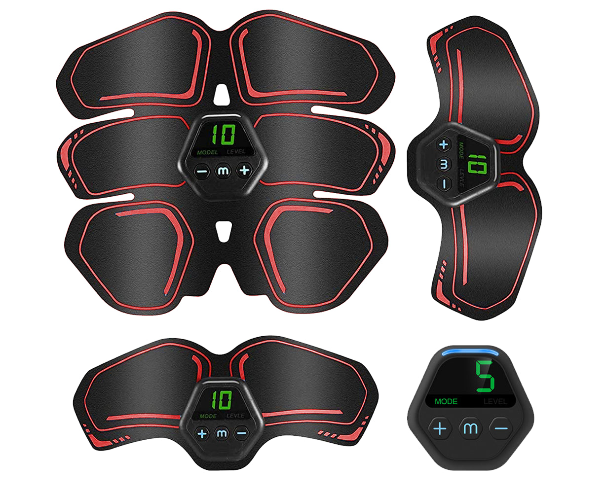 Muscle Toner Abdominal Toning Belt ABS Toner Body Muscle Trainer Wireless Portable Unisex Fitness Training Gear - Red