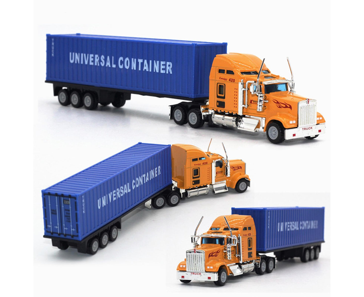 1:65 Alloy Truck Model Realistic Simulated Detailed American Super Long Transport Truck Model for Adults