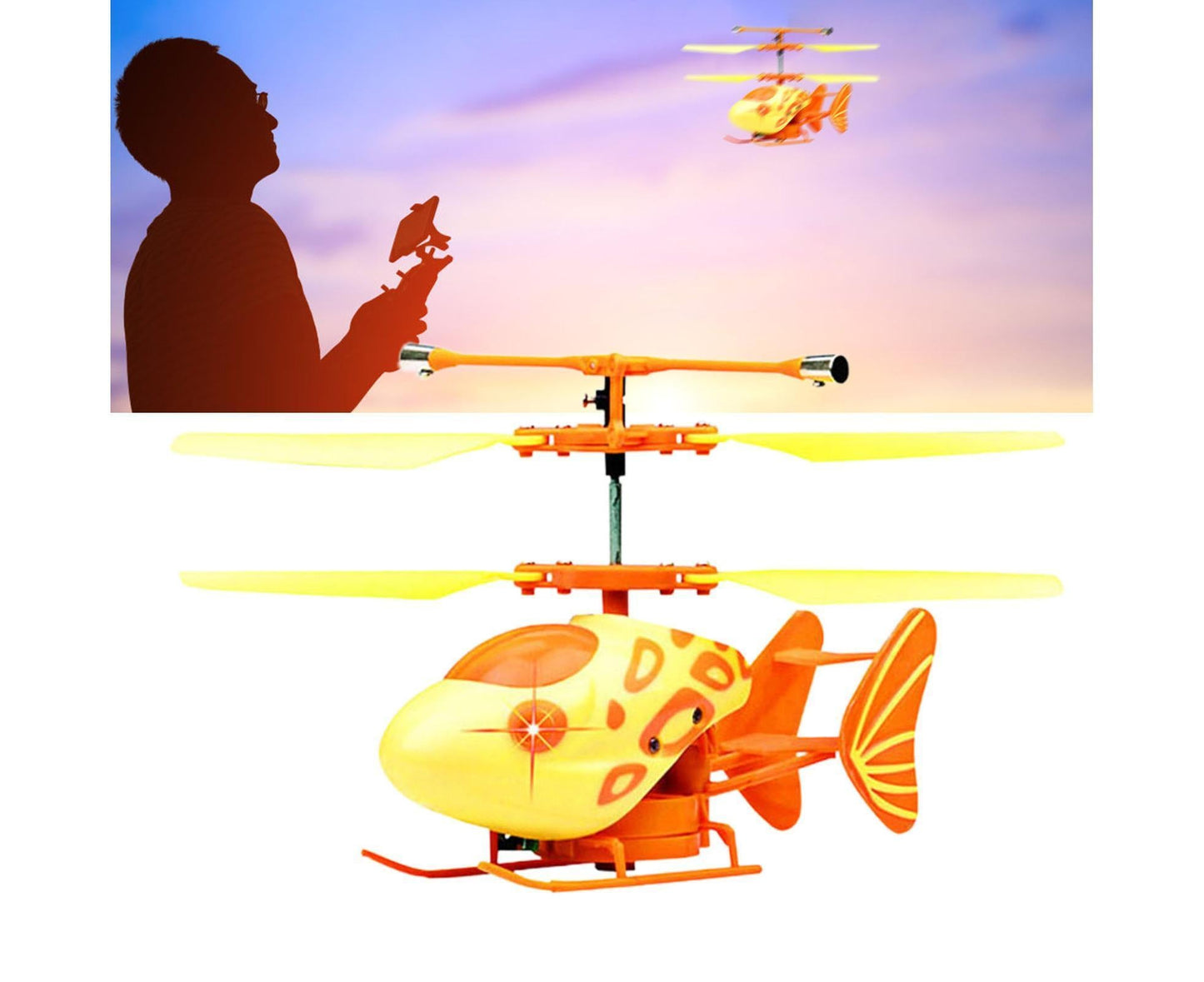 2.4GHz 2CH Mini RC Infrared Induction Helicopter Light Gyro Drone Model Boy and Girls Toy Yellow