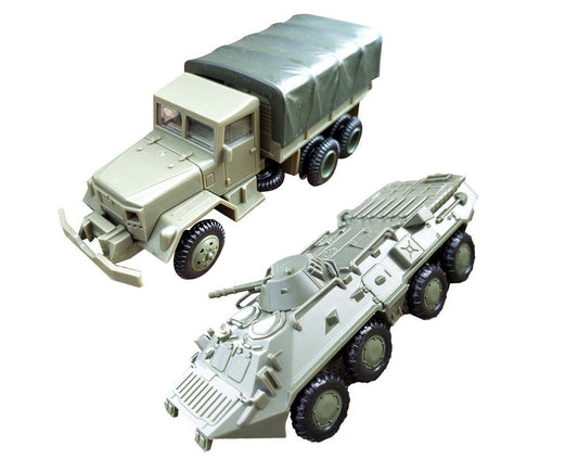 2Pcs/Set 1/72 M35 Truck BTR-80 Cavalry Carrier Model DIY Assembly Craft Boy and Girls Toy