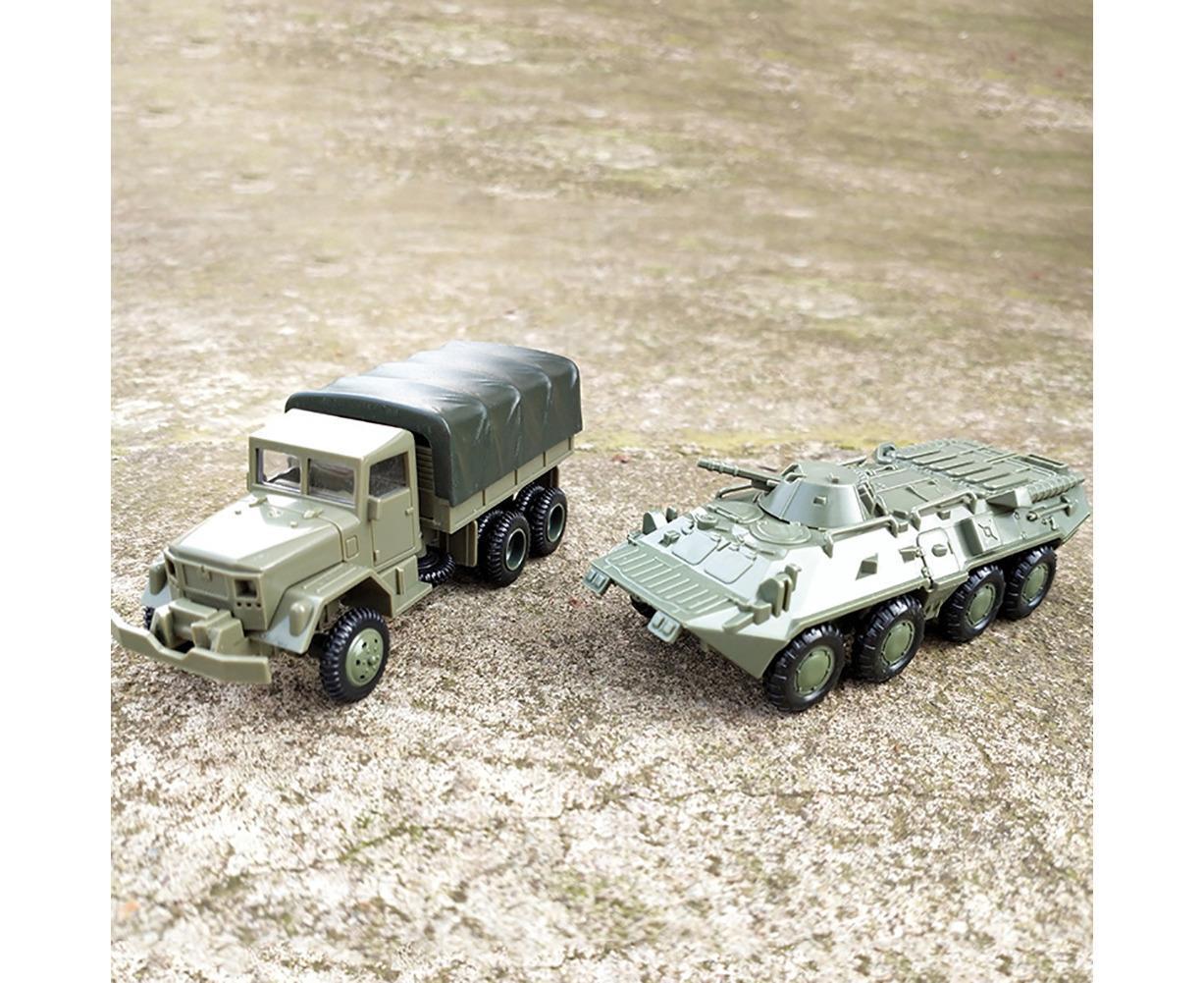 2Pcs/Set 1/72 M35 Truck BTR-80 Cavalry Carrier Model DIY Assembly Craft Boy and Girls Toy