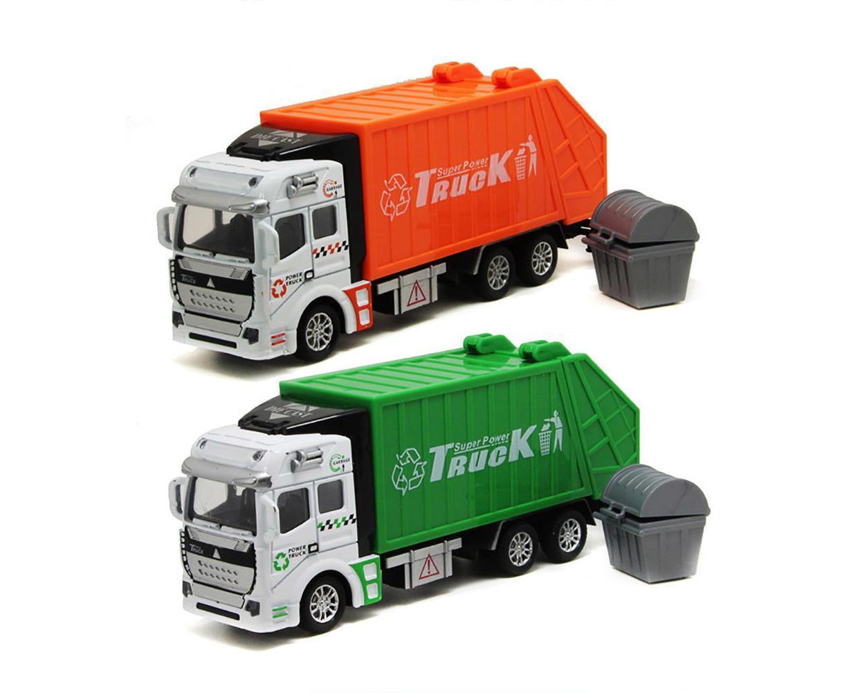 Mini 1/48 Garbage Truck Model with Trash Can Boy and Girls Boy and Girl Toys Birthday Gift Orange