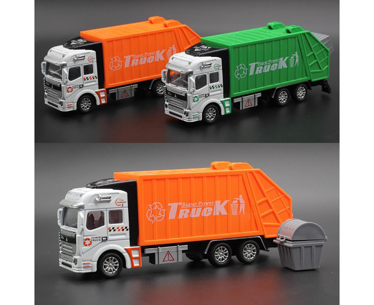 Mini 1/48 Garbage Truck Model with Trash Can Boy and Girls Boy and Girl Toys Birthday Gift Orange