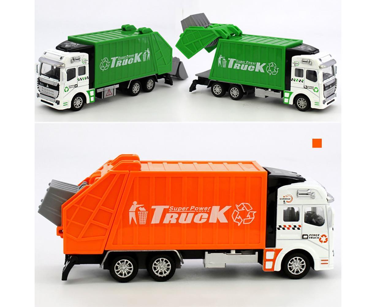 Mini 1/48 Garbage Truck Model with Trash Can Boy and Girls Boy and Girl Toys Birthday Gift Orange