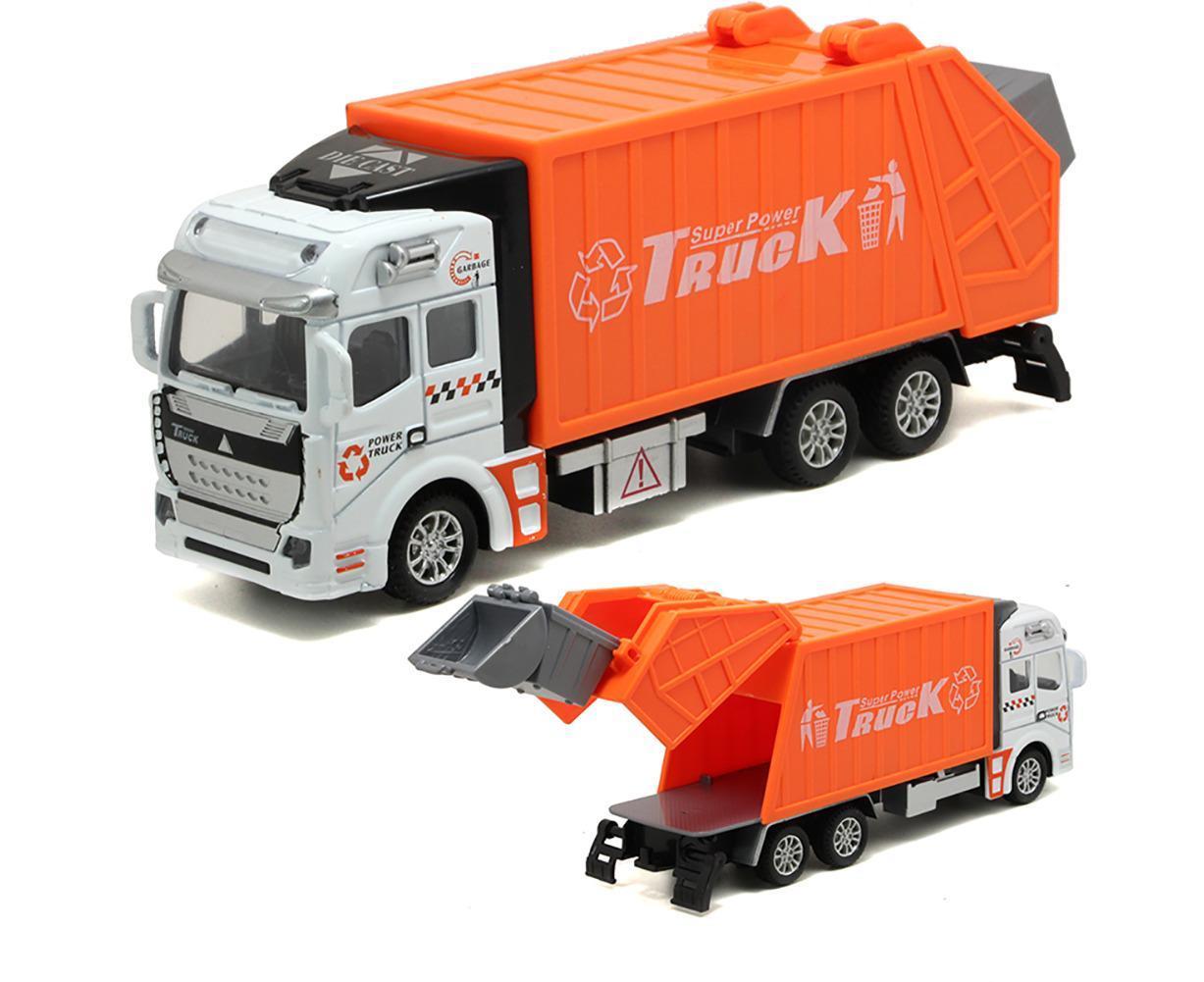 Mini 1/48 Garbage Truck Model with Trash Can Boy and Girls Boy and Girl Toys Birthday Gift Orange