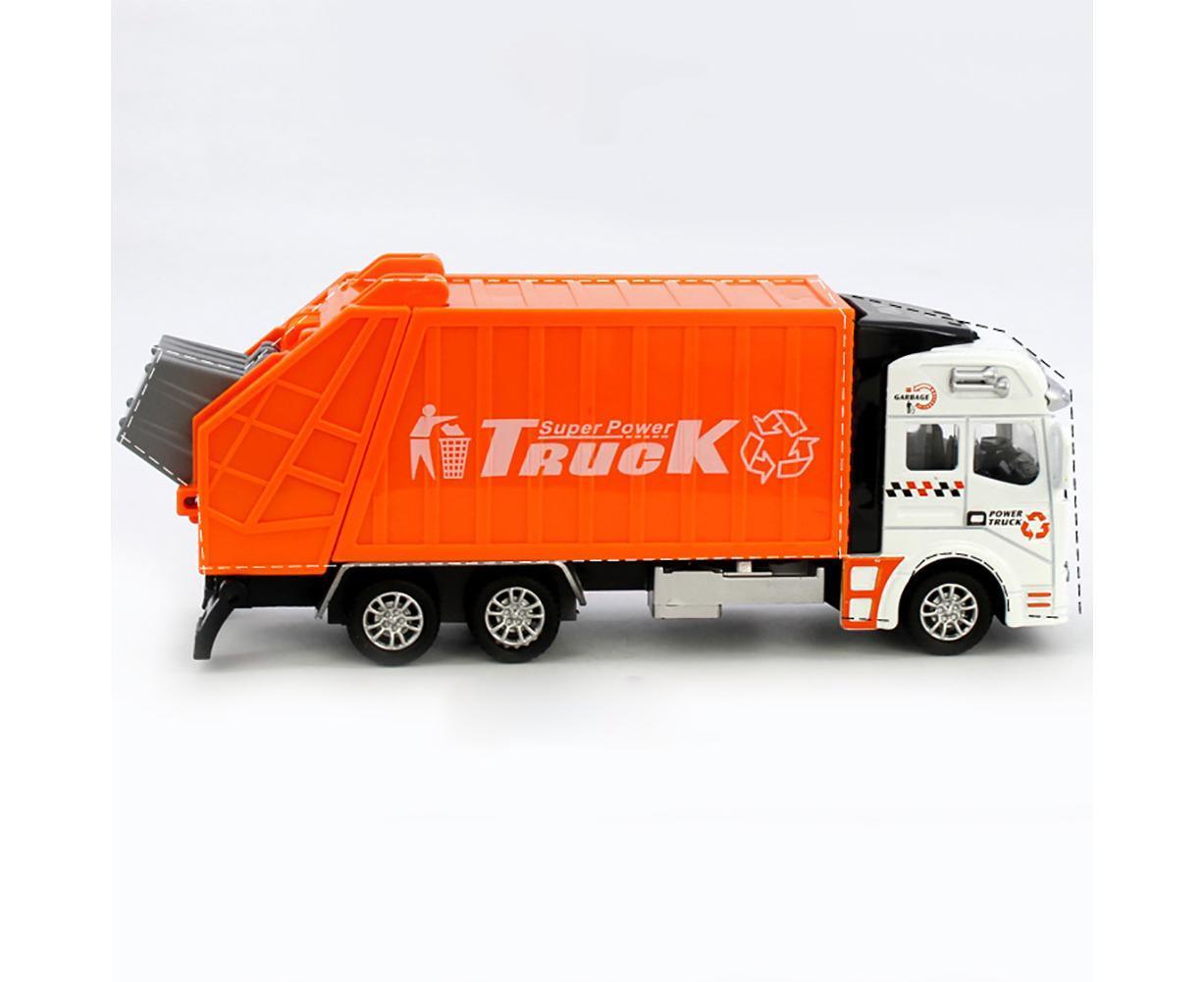 Mini 1/48 Garbage Truck Model with Trash Can Boy and Girls Boy and Girl Toys Birthday Gift Orange