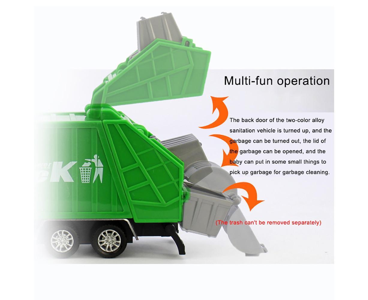 Mini 1/48 Garbage Truck Model with Trash Can Boy and Girls Boy and Girl Toys Birthday Gift Orange