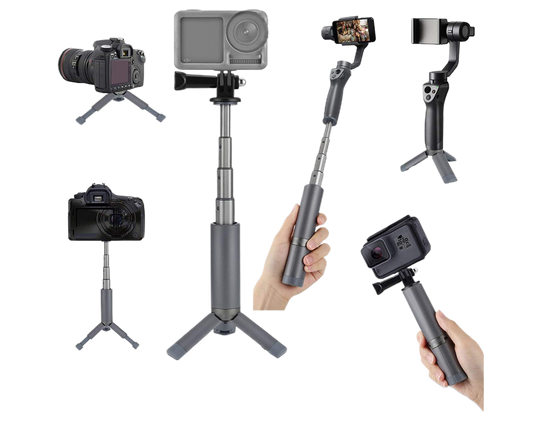 Portable Sport Camera Holder Stand Selfie Stick Mini Tripod for DJI OSMO Action Silver Grey