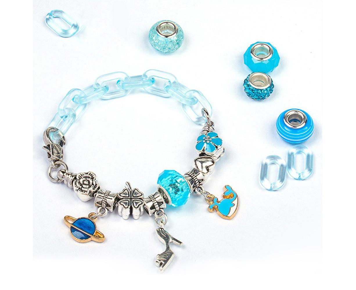 113pcs Bracelet Making Kit DIY Charm Bracelets Kit Jewellery Crafts Set for Girls Gifts - Blue
