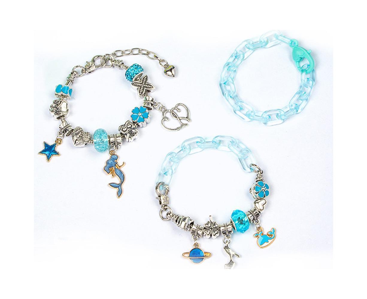 113pcs Bracelet Making Kit DIY Charm Bracelets Kit Jewellery Crafts Set for Girls Gifts - Blue