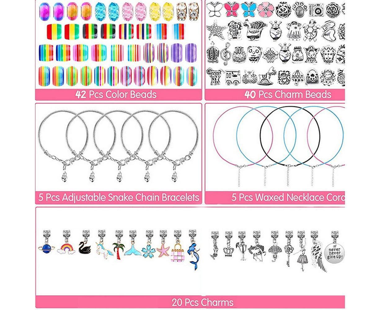 112pcs DIY Charm Jewelry Beads Crafts Bracelet Making Kit Gifts for Girls Xmas