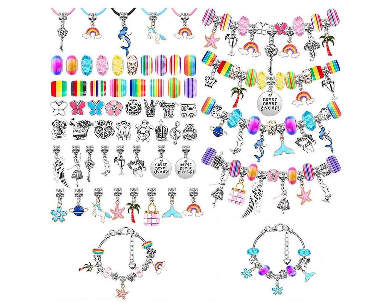 112pcs DIY Charm Jewelry Beads Crafts Bracelet Making Kit Gifts for Girls Xmas