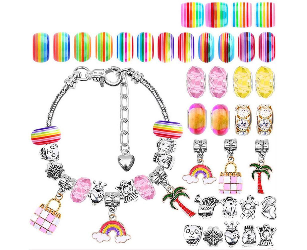 112pcs DIY Charm Jewelry Beads Crafts Bracelet Making Kit Gifts for Girls Xmas