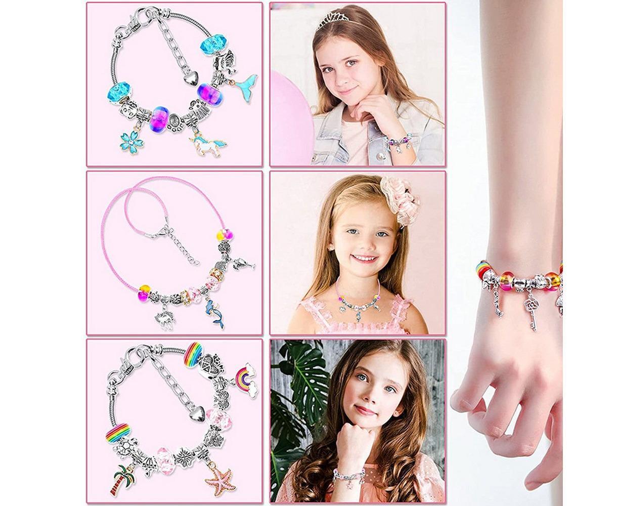 112pcs DIY Charm Jewelry Beads Crafts Bracelet Making Kit Gifts for Girls Xmas