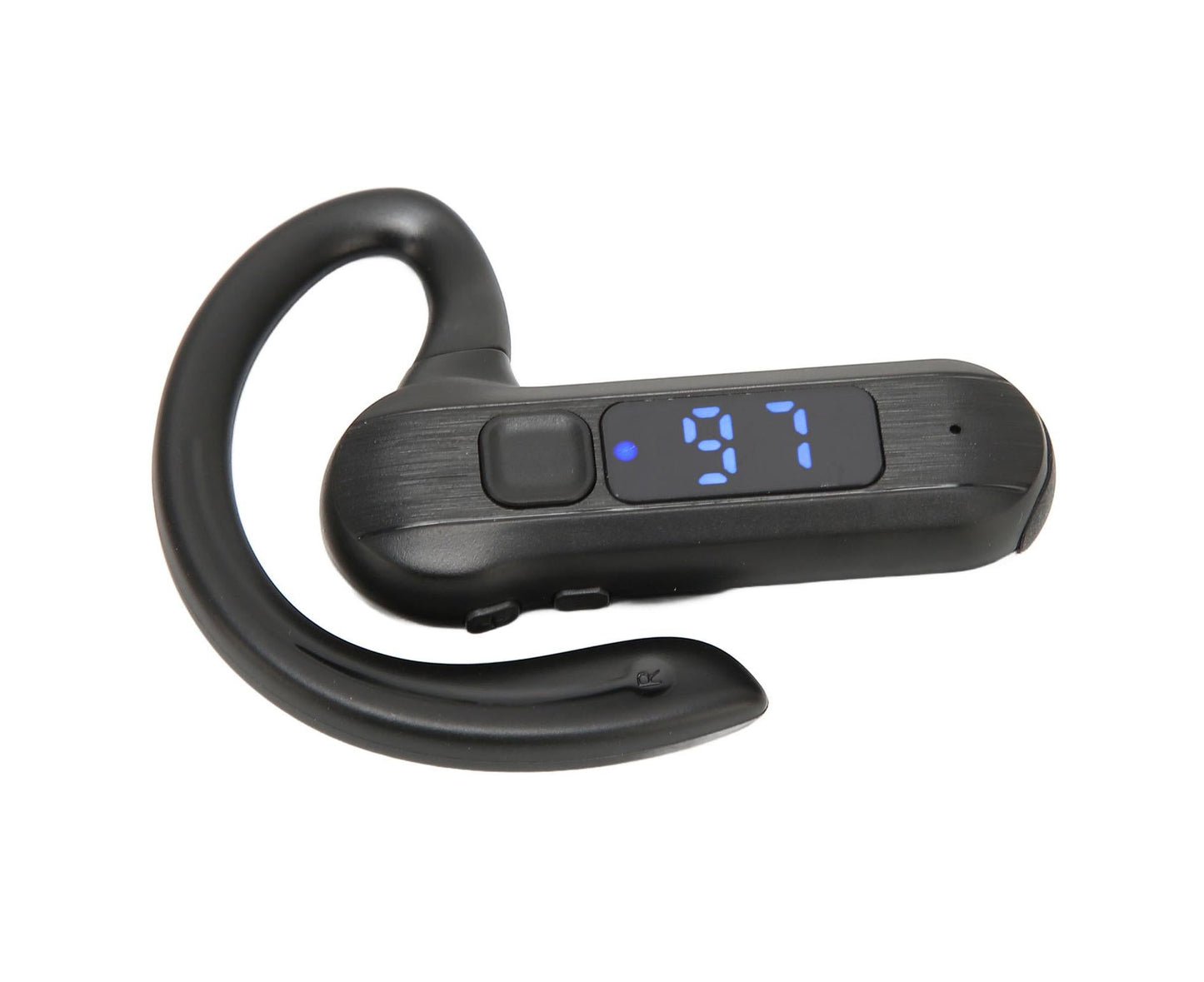 Single Ear Bone Conduction Headset Digital Display Voice Control Answering Wireless Earphone for Sports Business Black