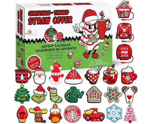 2024 Advent Calendar 24 Days of Christmas Surprises with 10mm Straw Toppers