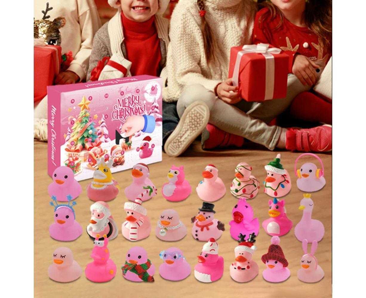 Christmas Advent Calendar 24Days Countdown Rubber Ducks Xmas Toys-Pink