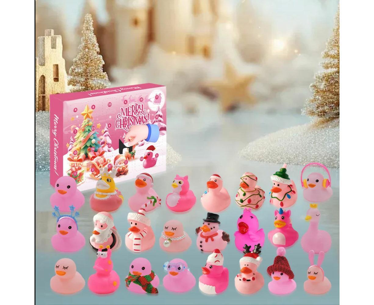 Christmas Advent Calendar 24Days Countdown Rubber Ducks Xmas Toys-Pink